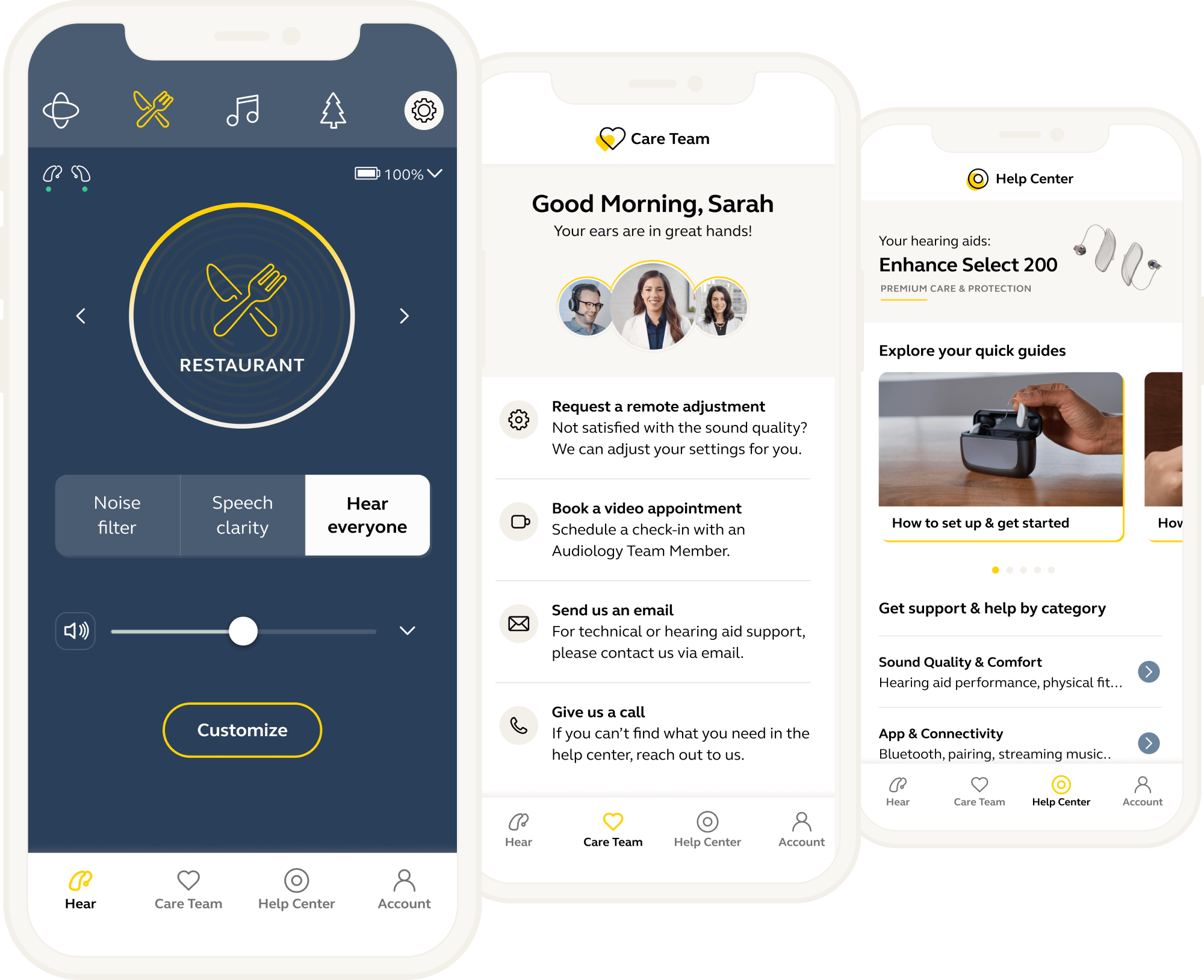 Jabra Enhance Select app screenshots